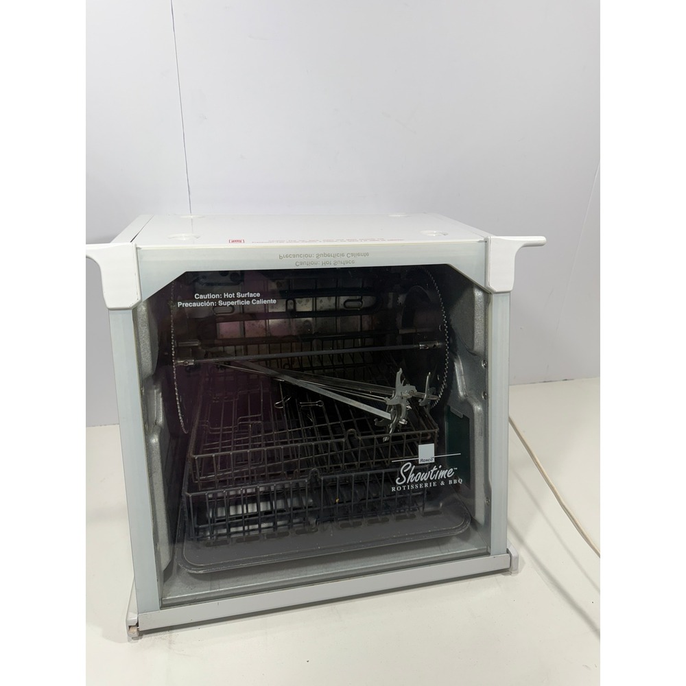 Ronco Showtime Rotisserie & BBQ Oven White Countertop Roaster Skewers Basket